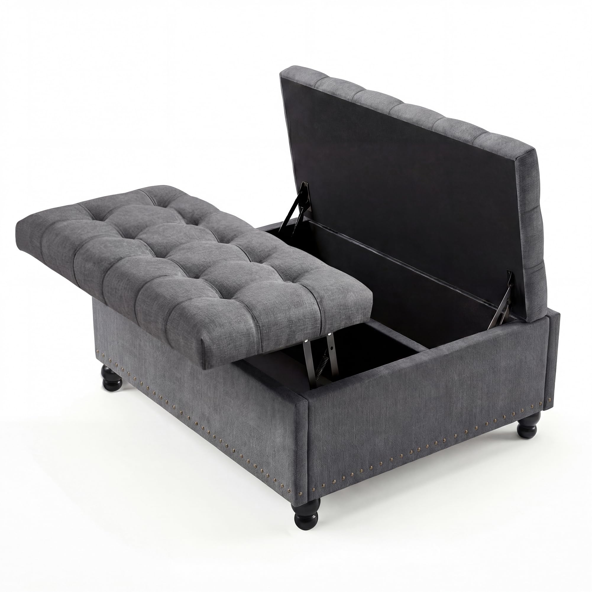 Outdoor Furniture Wood - Pouf de rangement carré relevable de