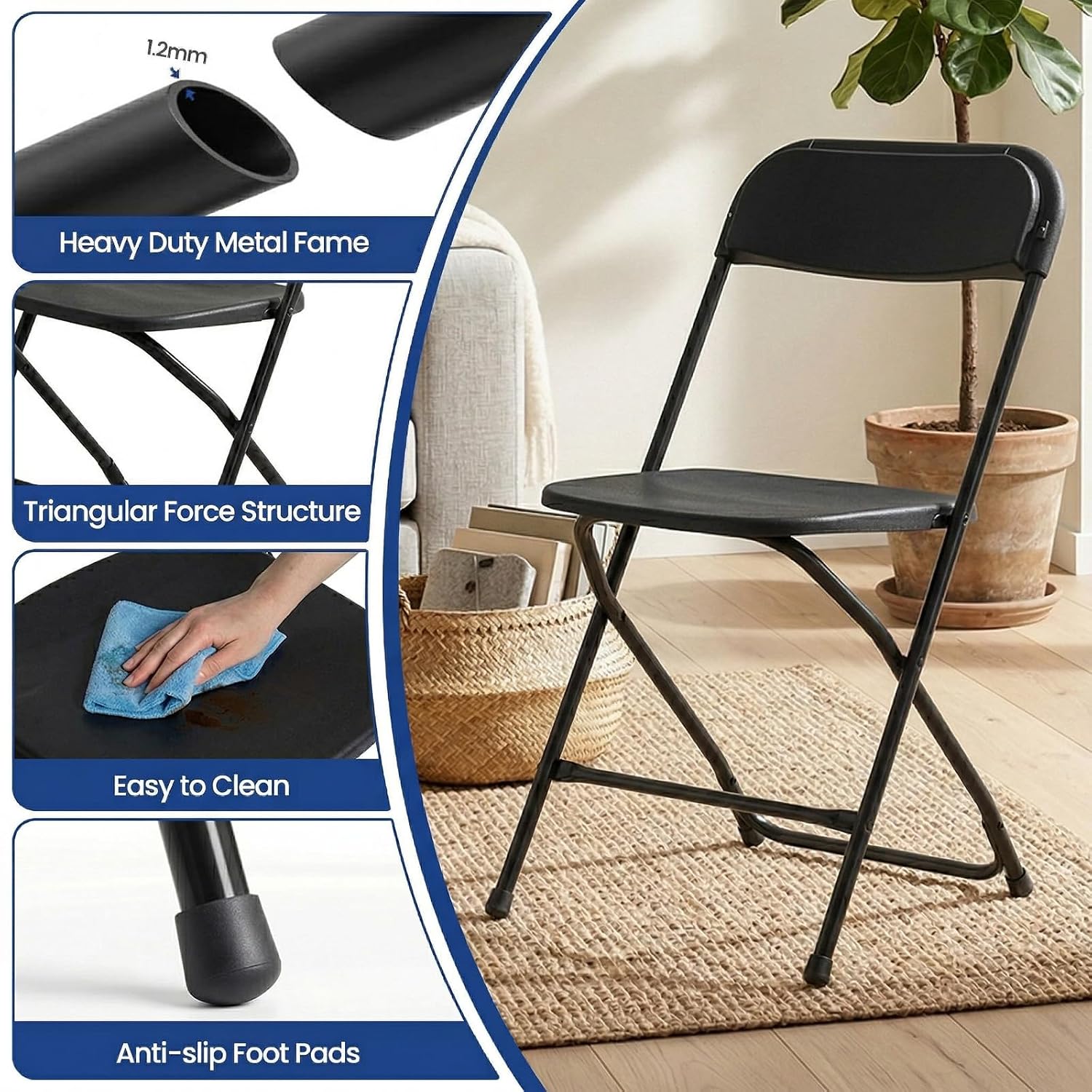 Chaise pliante noire, structur - Outdoor Furniture Metal Chairs avis et prix